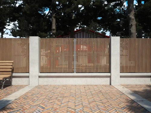 Clôture bois Red Cedar avec cadre aluminium Anian par Kostum