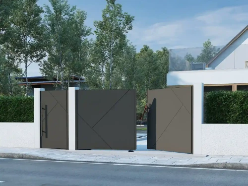Portail aluminium battant avec son portillon Edda par kostum