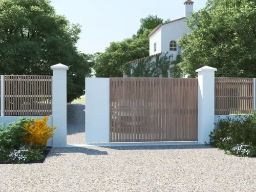 Portail coulissant aluminium Thia tasseaux aluminium par Kostum